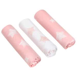 סט 3 חיתולי טריקו כוכבים ורוד